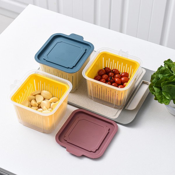 FRIDGE STORAGE BOX WITH DRAIN SET OF 4 REFRIGRATOR