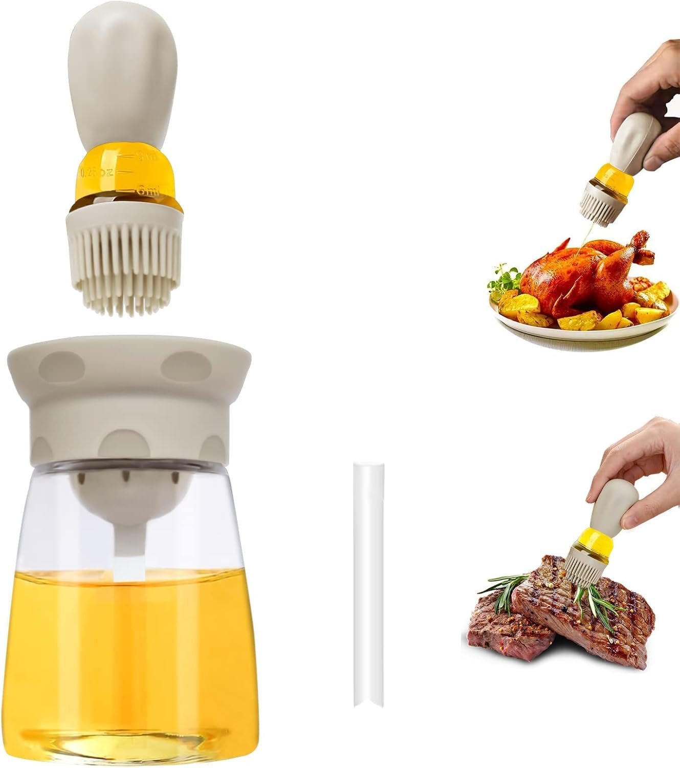 2 IN 1 GLASS OIL DISPENSER BOTTLE WITH BRUSH