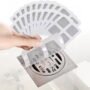 SQUARE DISPOSABLE SHOWER DRAIN HAIR CATCHER MESH STICKERS (10 PC)