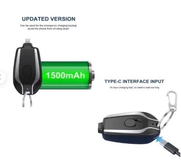 SMALL PORTABLE EMERGENCY KEY CHAIN POWER BANK (C TYPE PIN) - Image 4