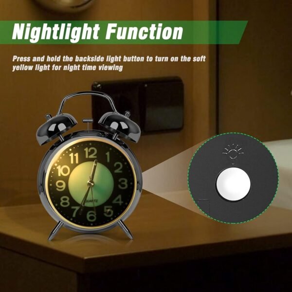 SILVER TWIN BELL ALARM CLOCK - Image 8