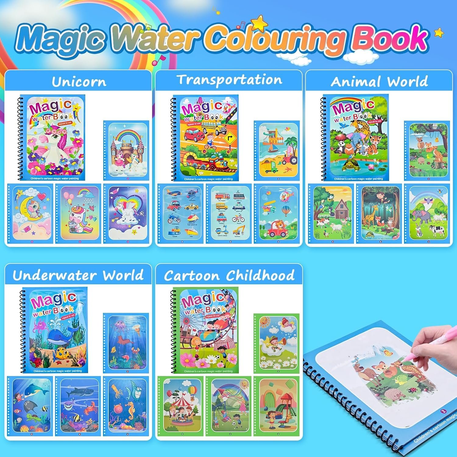 COLORING WATER DRAWING BOOKS WITH BRUSH PEN - Image 9