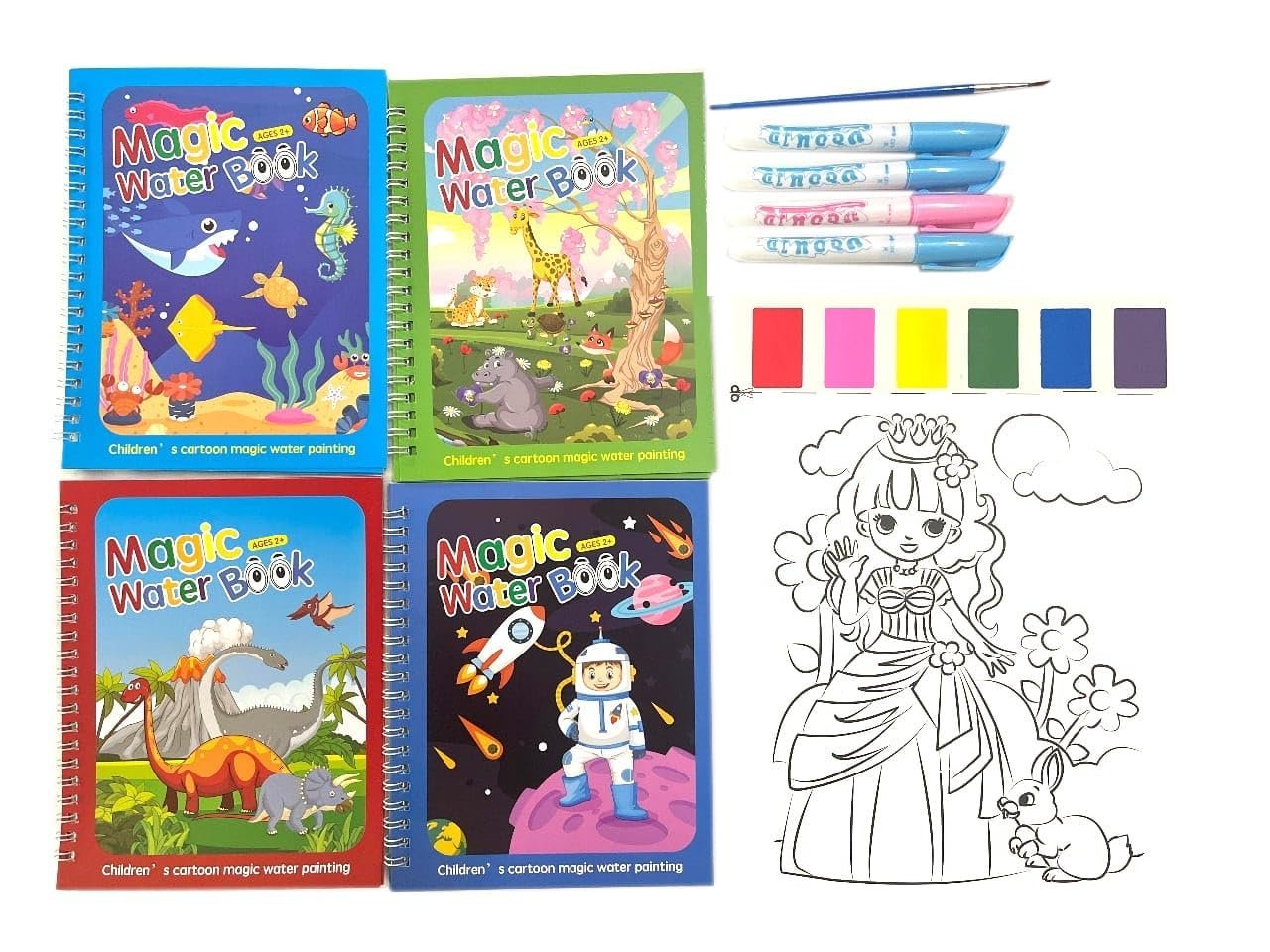 COLORING WATER DRAWING BOOKS WITH BRUSH PEN