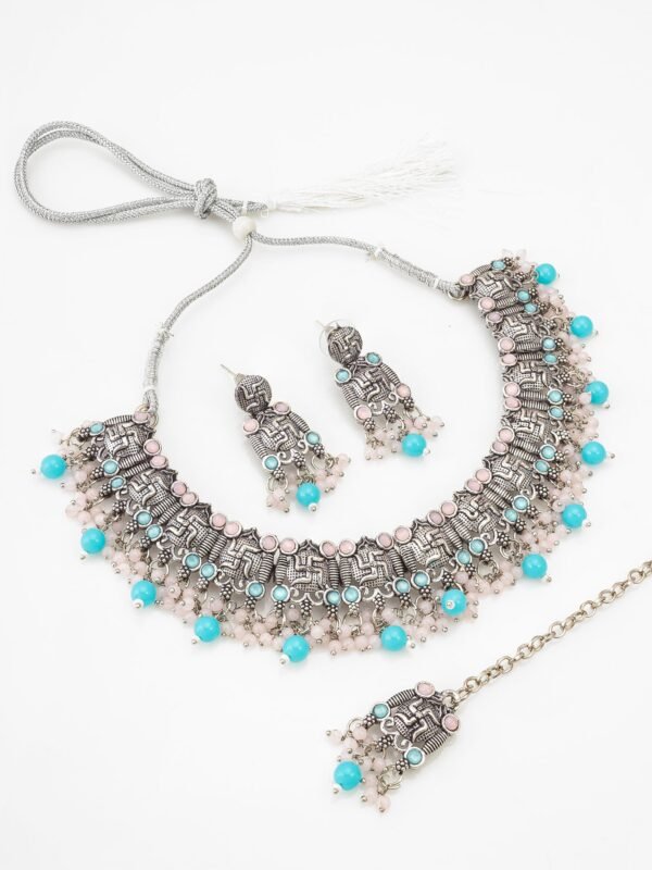 Morison Golden Aura Necklace Set with Earrings  A Statement of Perfection - Image 2
