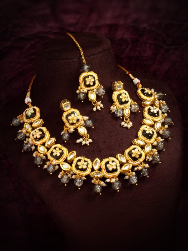 Morison Golden Blossom Necklace Set  The Perfect Blend of Nature and Elegance