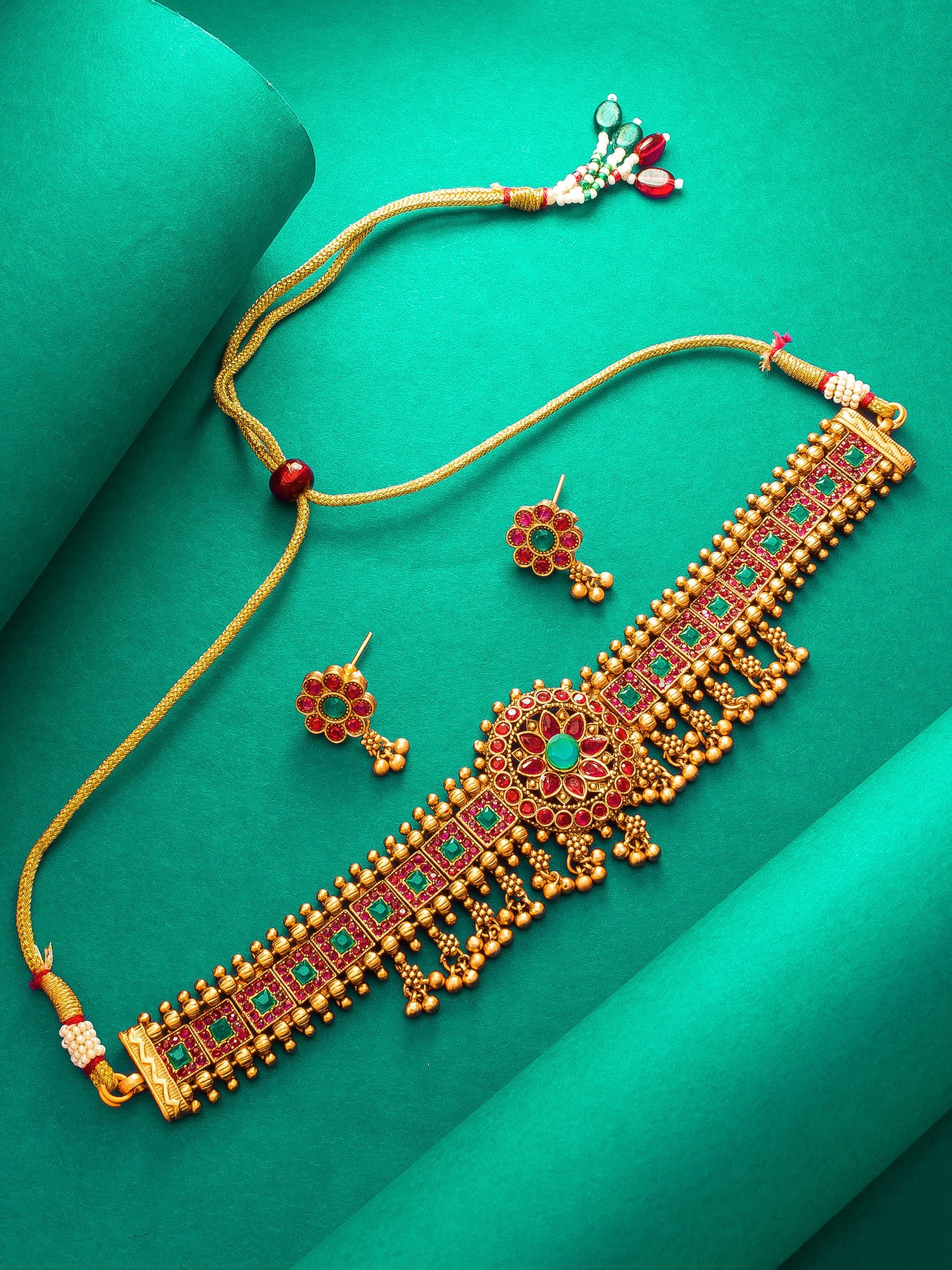 Morison Golden Charm Necklace and Earrings Set  Radiate Timeless Elegance