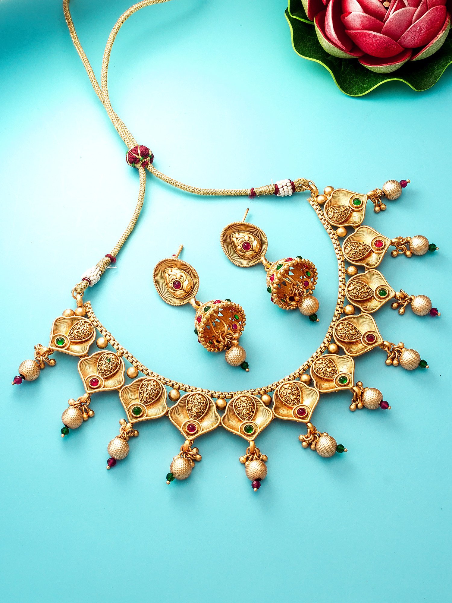 Morison Radiant Glow Gold Necklace and Earrings Set  Let Your Style Shine
