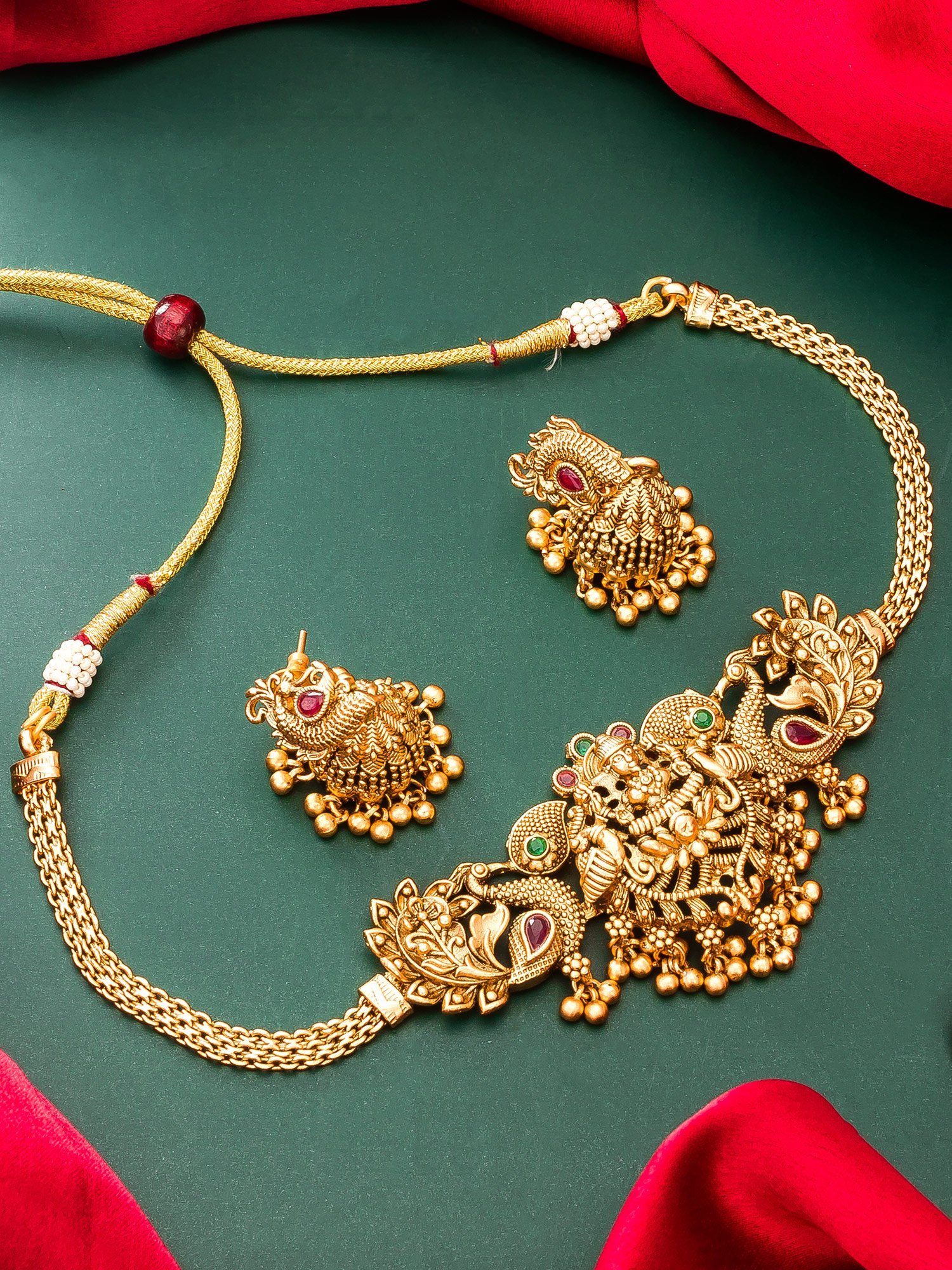 Morison Golden Luxe Necklace and Earrings Set  For the Modern Woman of Style