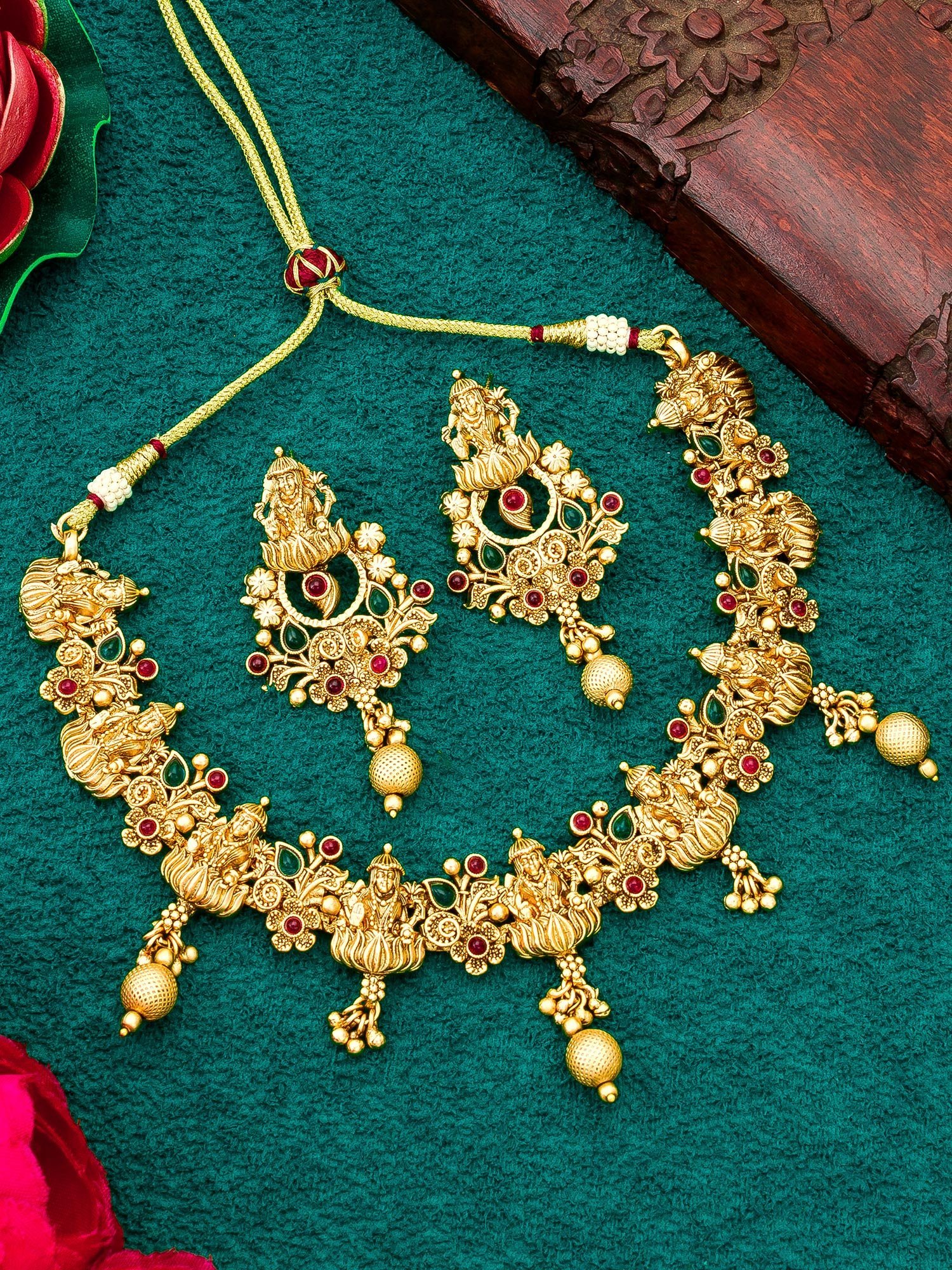 Morison Golden Delight Necklace and Earrings Set  Perfectly Crafted Elegance