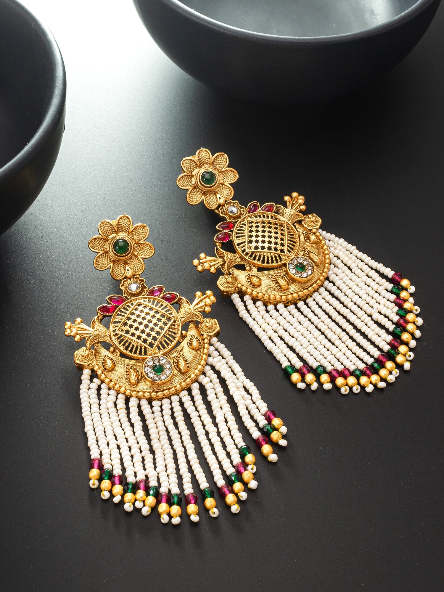 Morison Golden Chandbali Earrings  Regal Elegance for Special Occasions