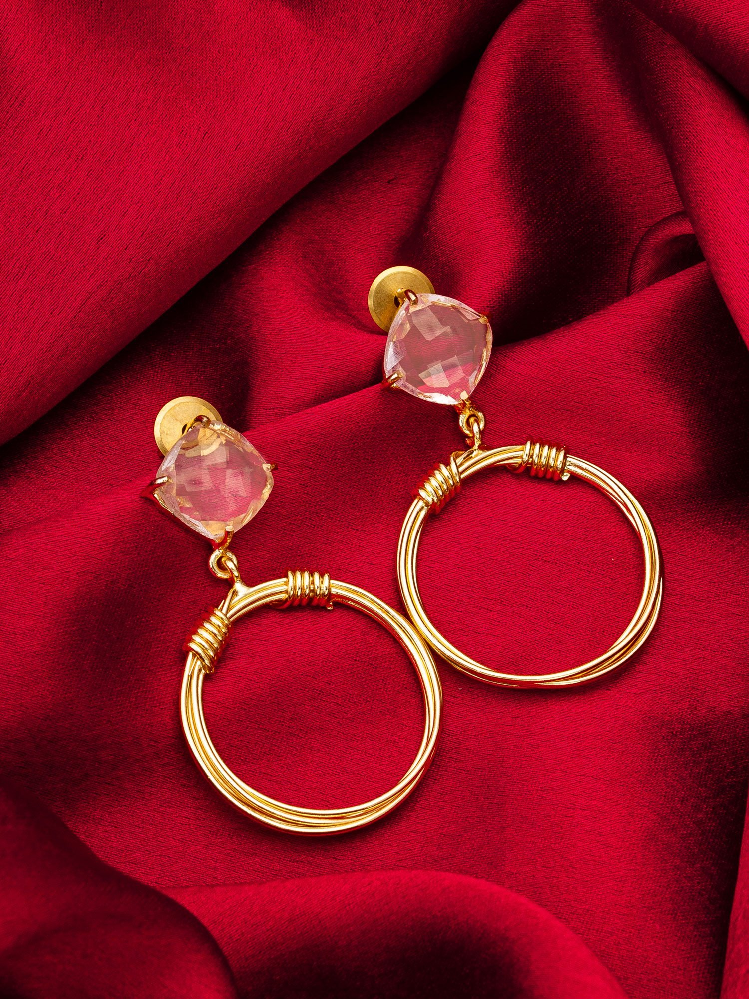 Morison Golden Diamond-Studded Earrings  Sparkle in Style