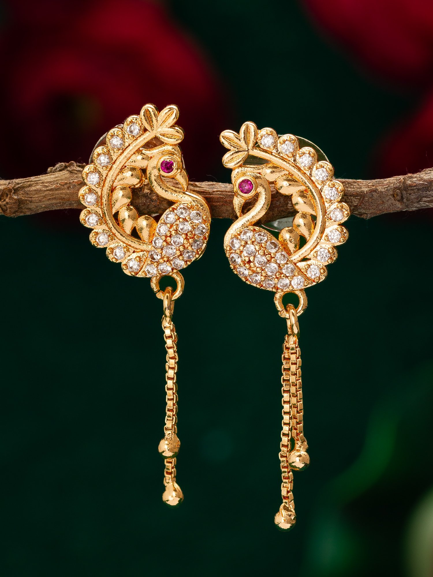 Morison Golden Studded Drop Earrings  Sparkle with Every Step