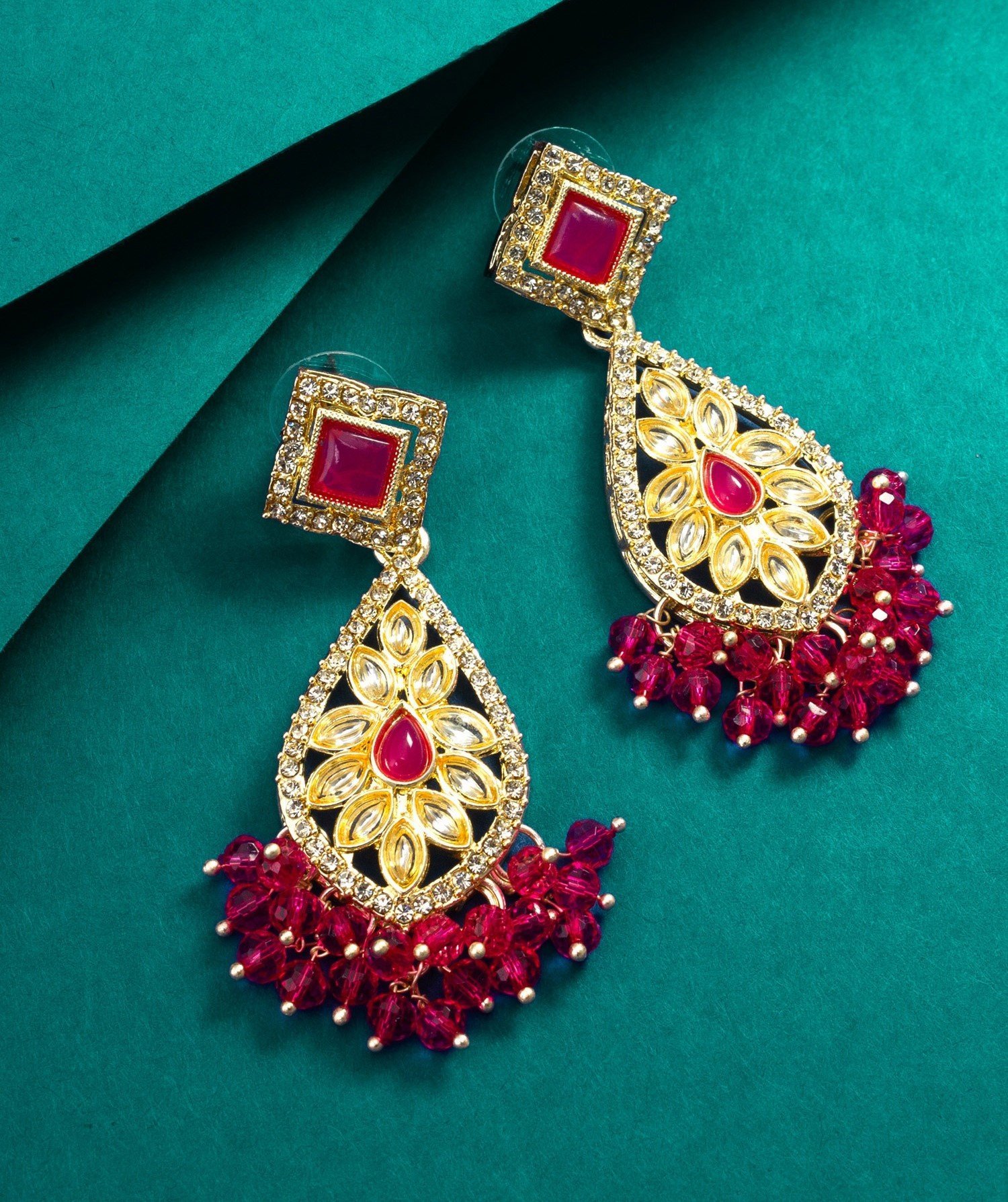 Morison Golden Gemstone Earrings  Vibrant Elegance