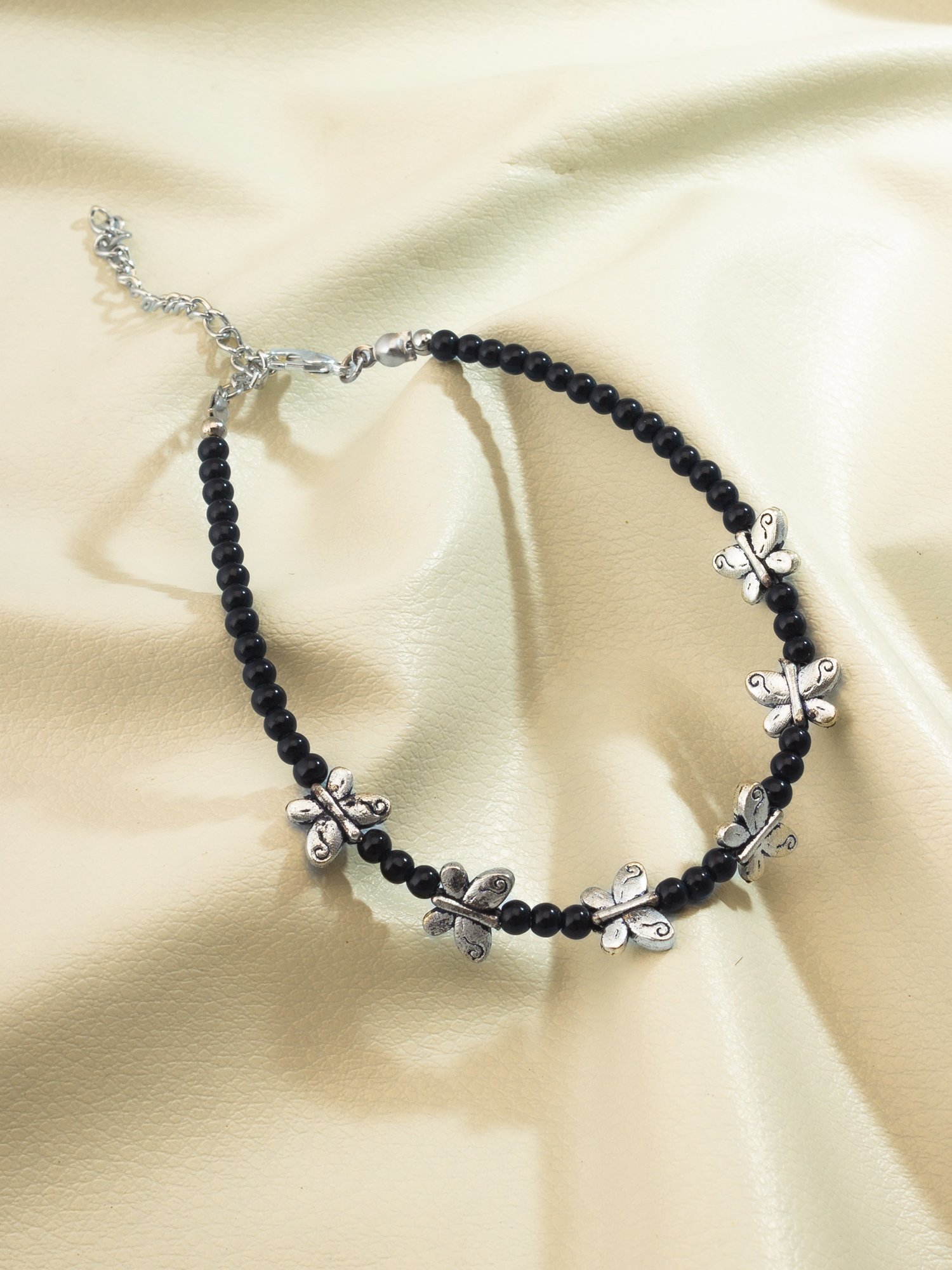 Morison Sleek Black Leather Anklet  Bold and Modern