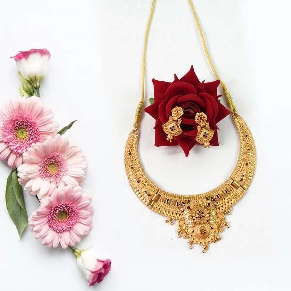 Glamorous Gold Plated Necklace Set for Women – Shine Bright at Every Event | Statement Jewelry for Festive Wear